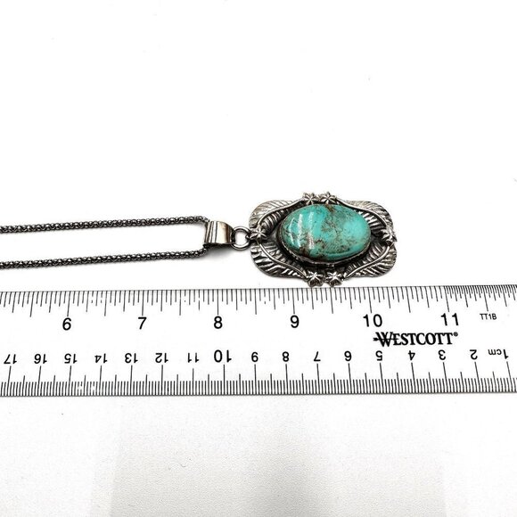 Blue Turquoise Brown Matrix 925 Sterling Silver Pendant 16" Necklace 30 Grams - Picture 6 of 8
